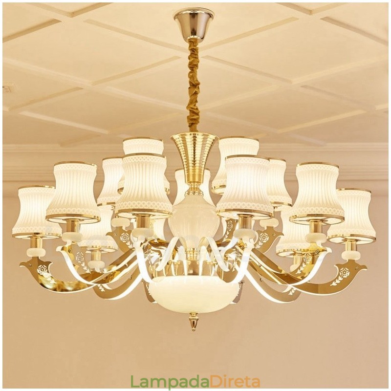 Lustre de metal integrado clássico tradicional de 15 luzes