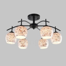 Lustre integrado estilo mediterrâneo de 6 luzes com cúpula de vidro