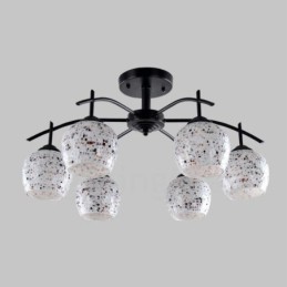 Lustre integrado estilo mediterrâneo de 6 luzes com cúpula de vidro