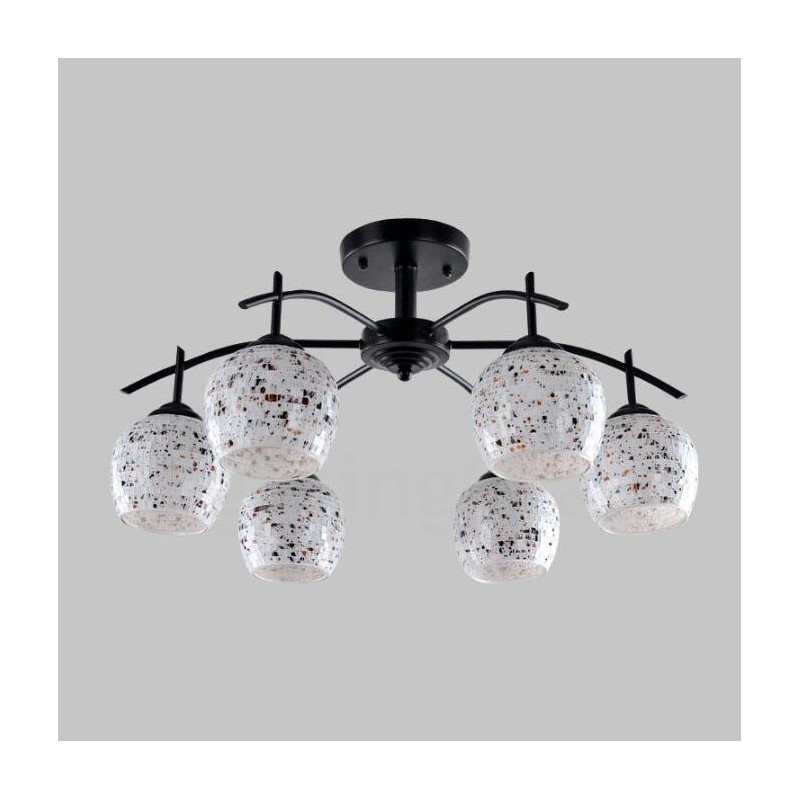 Lustre integrado estilo mediterrâneo de 6 luzes com cúpula de vidro