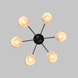 Lustre integrado estilo mediterrâneo de 6 luzes com cúpula de vidro