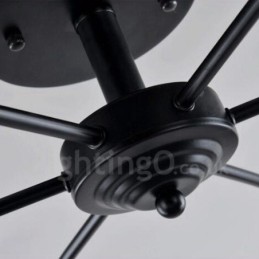 Lustre integrado estilo mediterrâneo de 6 luzes com cúpula de vidro