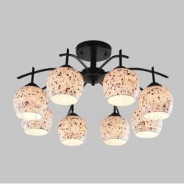 Lustre integrado estilo mediterrâneo de 8 luzes com cúpula de vidro