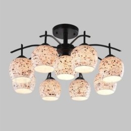 Lustre integrado estilo mediterrâneo de 9 luzes com cúpula de vidro
