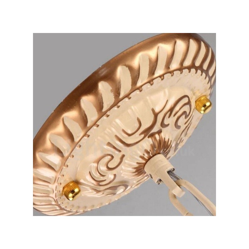 Lustre de metal integrado estilo mediterrâneo de 5 luzes com cúpula de vidro