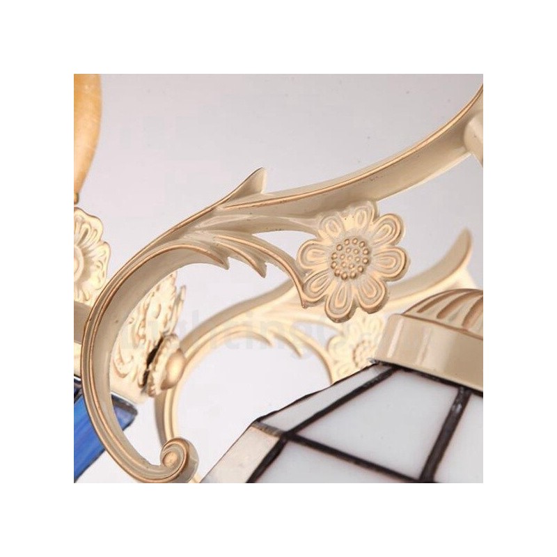 Lustre de metal integrado estilo mediterrâneo de 5 luzes com cúpula de vidro