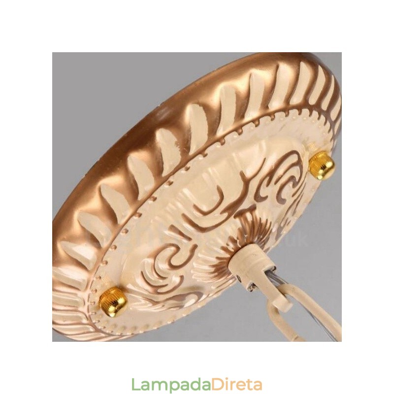 Lustre de metal integrado estilo mediterrâneo de 9 luzes com cúpula de vidro
