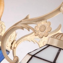 Lustre de metal integrado estilo mediterrâneo de 9 luzes com cúpula de vidro