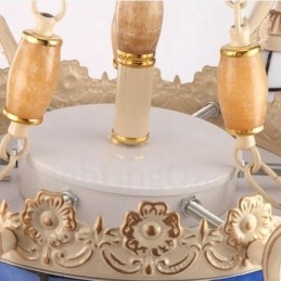 Lustre de metal integrado estilo mediterrâneo de 9 luzes com cúpula de vidro