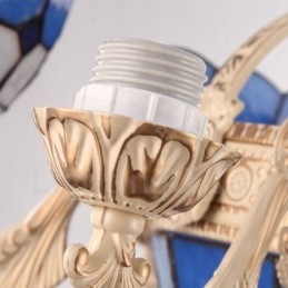 Lustre de metal integrado estilo mediterrâneo de 9 luzes com cúpula de vidro
