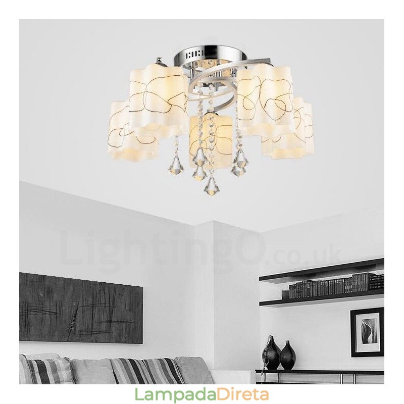 Lustre integrado moderno contemporâneo de 5 luzes