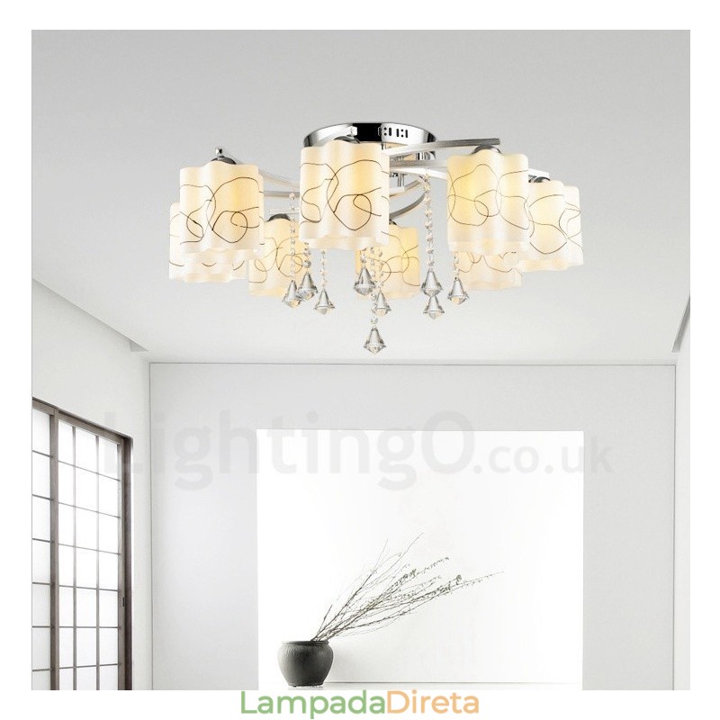 Lustre integrado moderno contemporâneo de 8 luzes