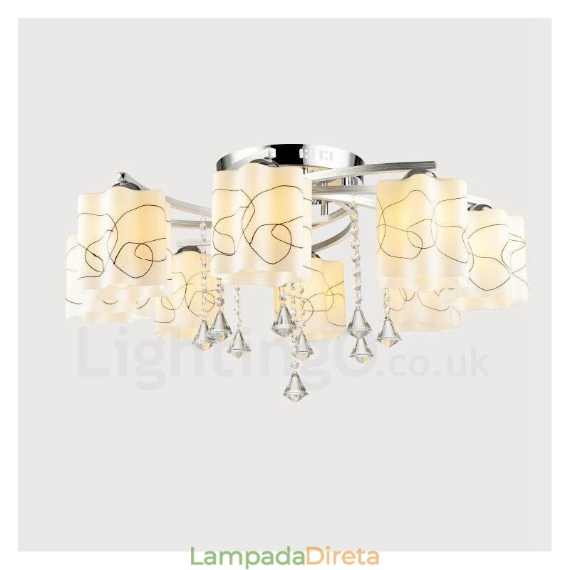 Lustre integrado moderno contemporâneo de 8 luzes