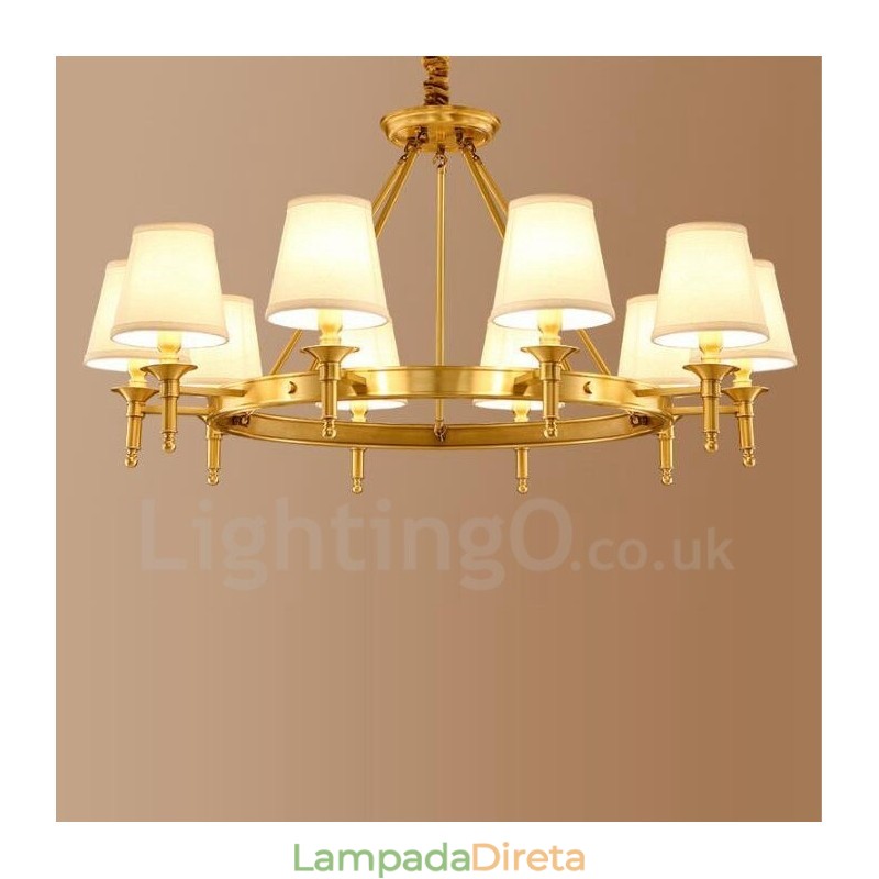Lustre de metal integrado com 10 luzes Rustic Lodge
