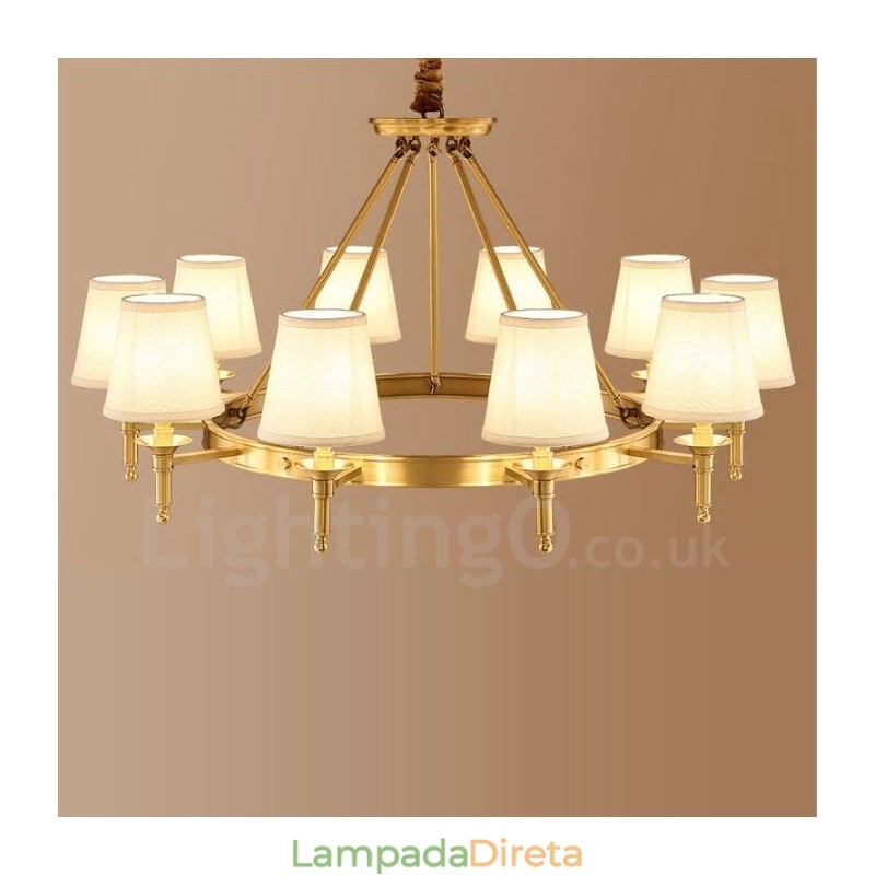 Lustre de metal integrado com 10 luzes Rustic Lodge