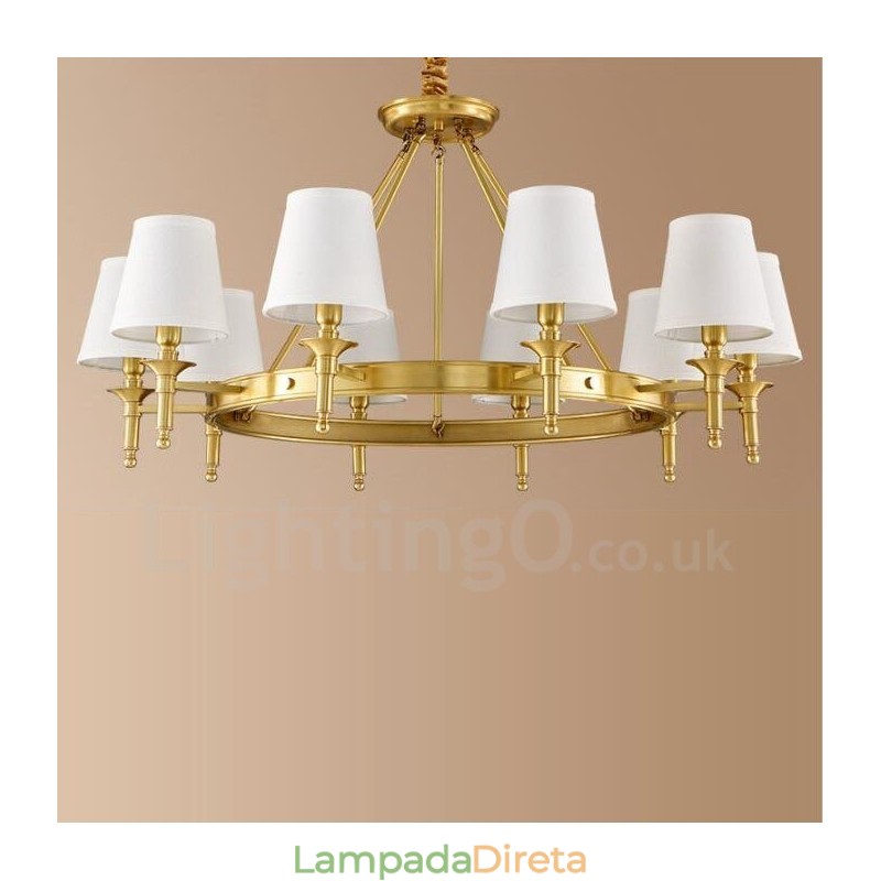 Lustre de metal integrado com 10 luzes Rustic Lodge
