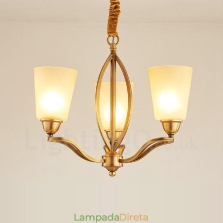Lustre de cobre integrado de metal rústico com 3 luzes Lustre de cobre integrado de metal rústico com 3 luzes