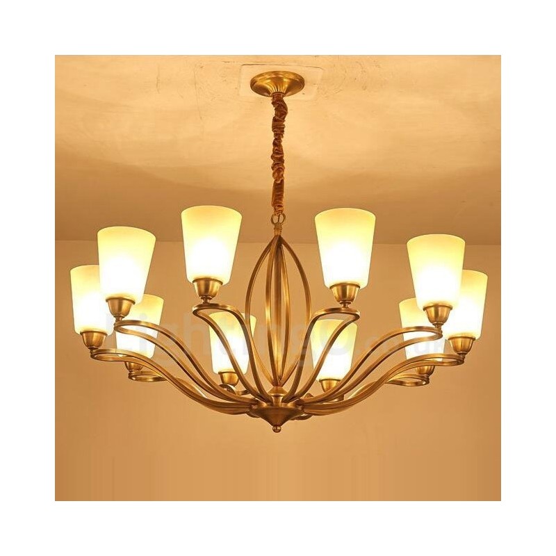 Lustre de metal integrado com 10 luzes Rustic Lodge