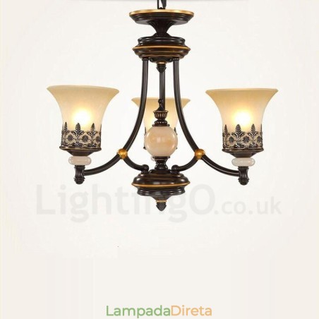 Lustre de metal integrado clássico tradicional de 3 luzes Lustre de metal integrado clássico tradicional de 3 luzes