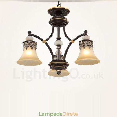 Lustre de metal integrado clássico tradicional de 3 luzes Lustre de metal integrado clássico tradicional de 3 luzes