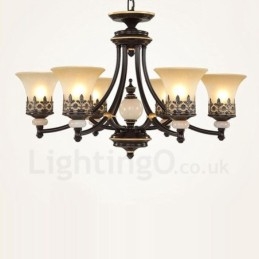 Lustre de metal integrado clássico tradicional de 6 luzes
