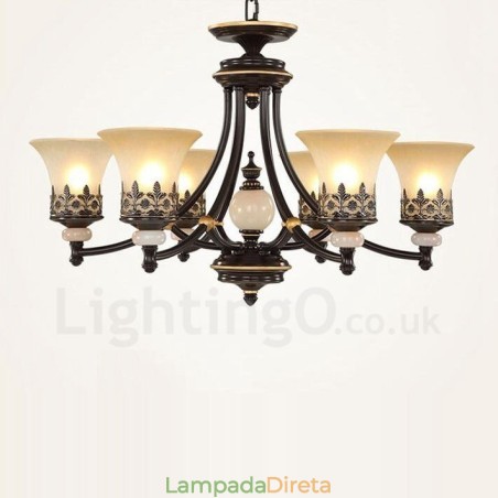 Lustre de metal integrado clássico tradicional de 6 luzes Lustre de metal integrado clássico tradicional de 6 luzes
