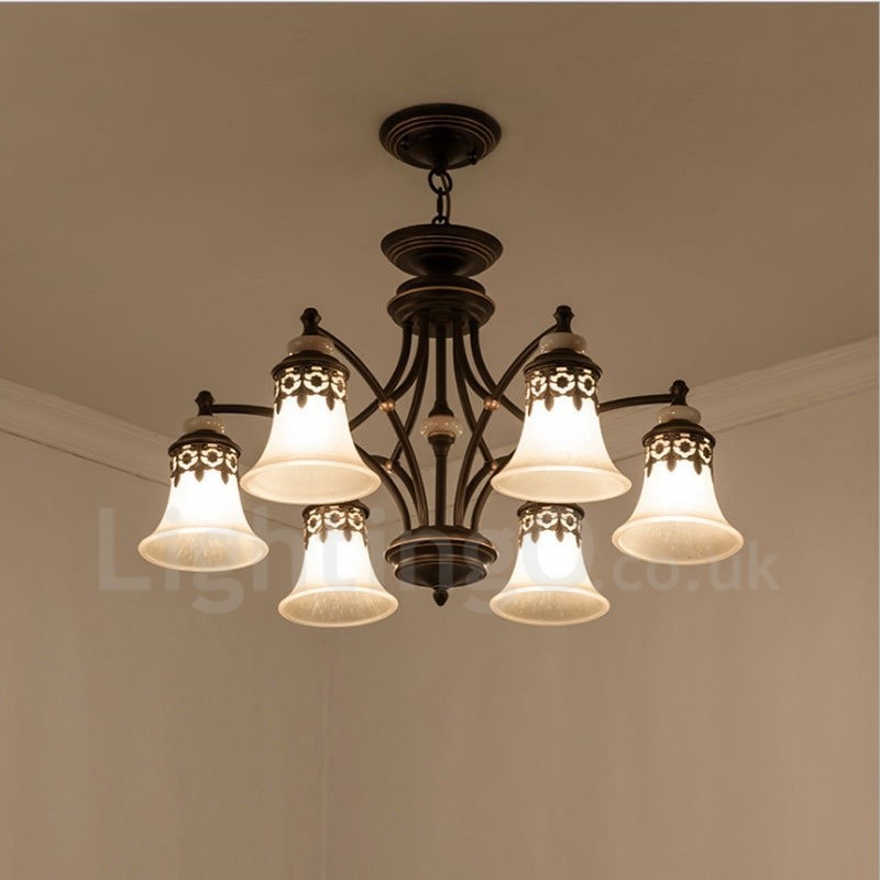 Lustre de metal integrado clássico tradicional de 6 luzes