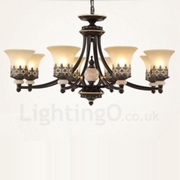 Lustre de metal integrado clássico tradicional de 8 luzes