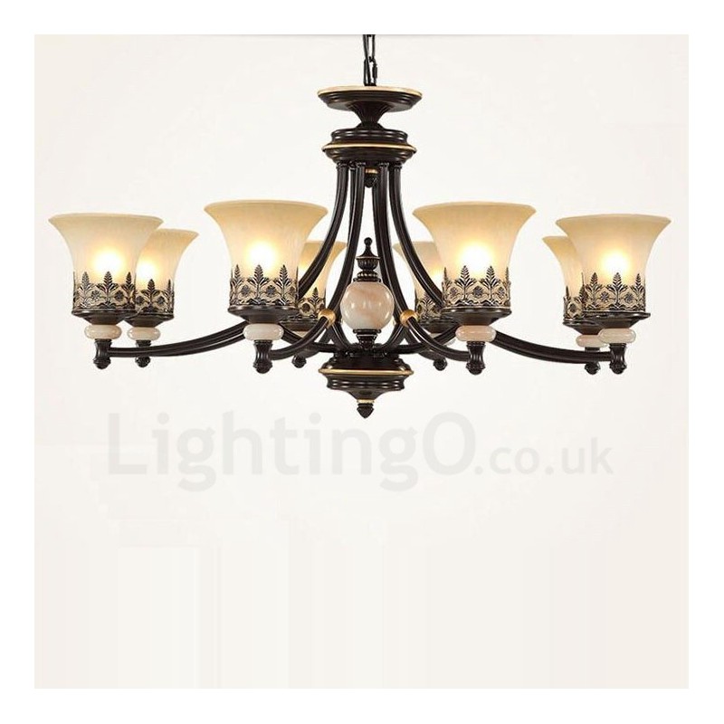 Lustre de metal integrado clássico tradicional de 8 luzes