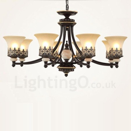 Lustre de metal integrado clássico tradicional de 8 luzes Lustre de metal integrado clássico tradicional de 8 luzes