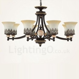 Lustre de metal integrado clássico tradicional de 8 luzes