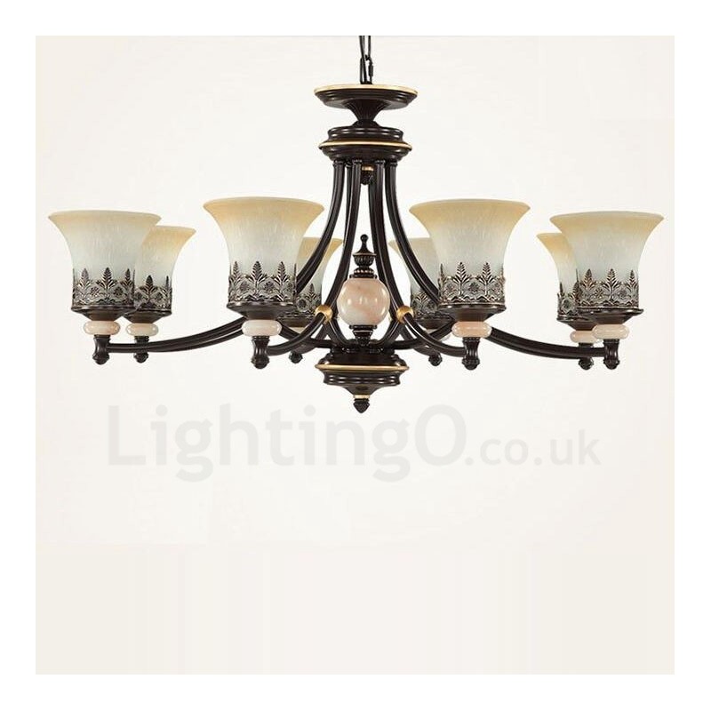 Lustre de metal integrado clássico tradicional de 8 luzes