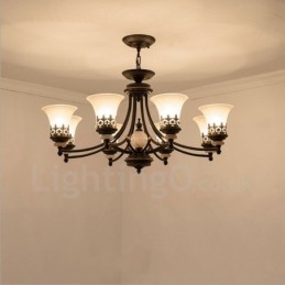Lustre de metal integrado clássico tradicional de 8 luzes
