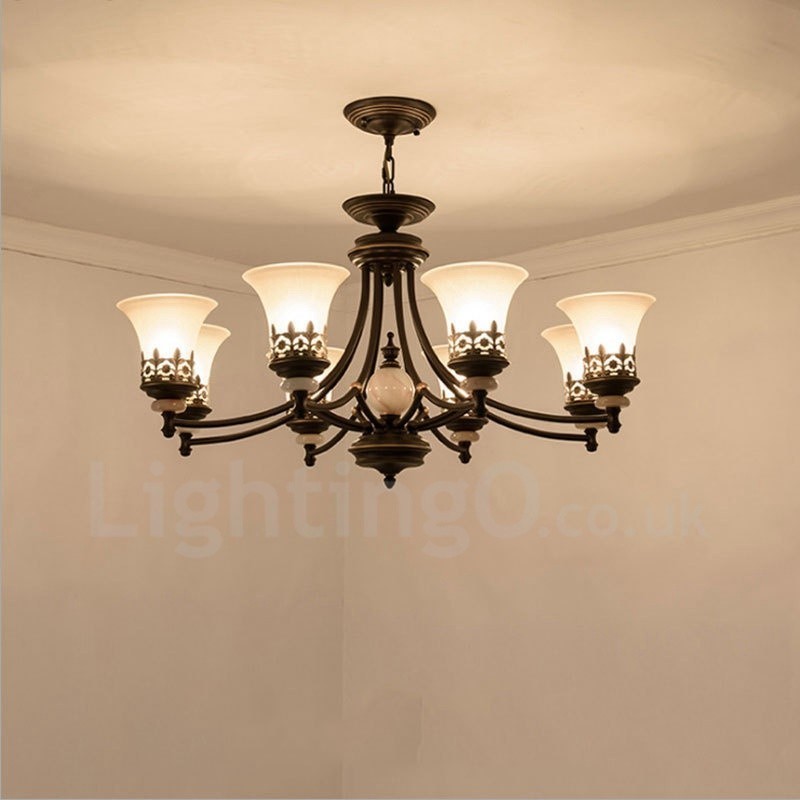 Lustre de metal integrado clássico tradicional de 8 luzes