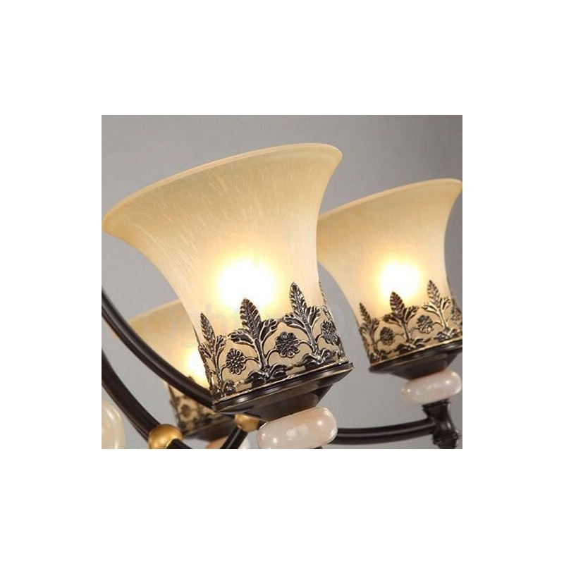 Lustre de metal integrado clássico tradicional de 8 luzes