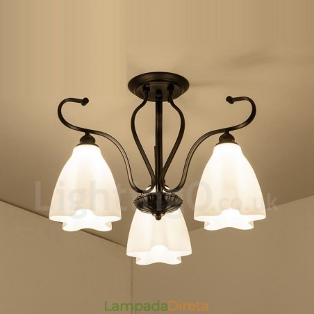 Lustre integrado rústico de 3 luzes Lustre integrado rústico de 3 luzes