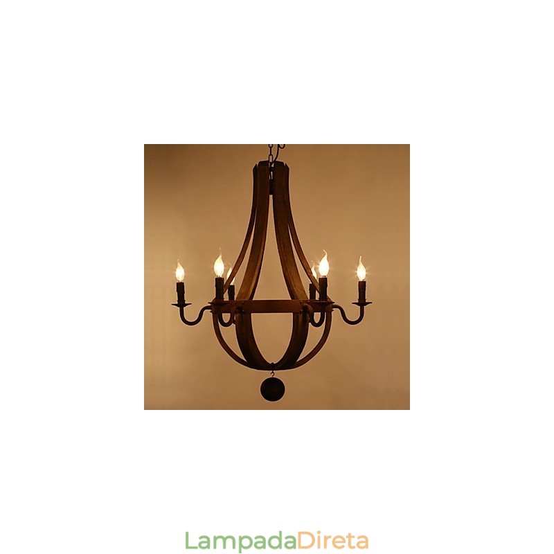 Vintage americano rústico pingente de madeira winerel lustre lâmpada sala de estar e lâmpada