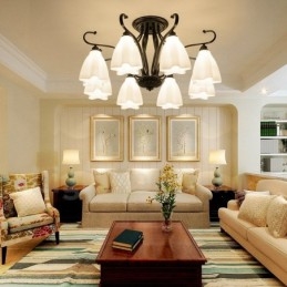 Lustre integrado rústico de 8 luzes