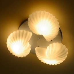 Lustre Integrado Clássico Tradicional de 3 Luzes com Sombra de Vidro