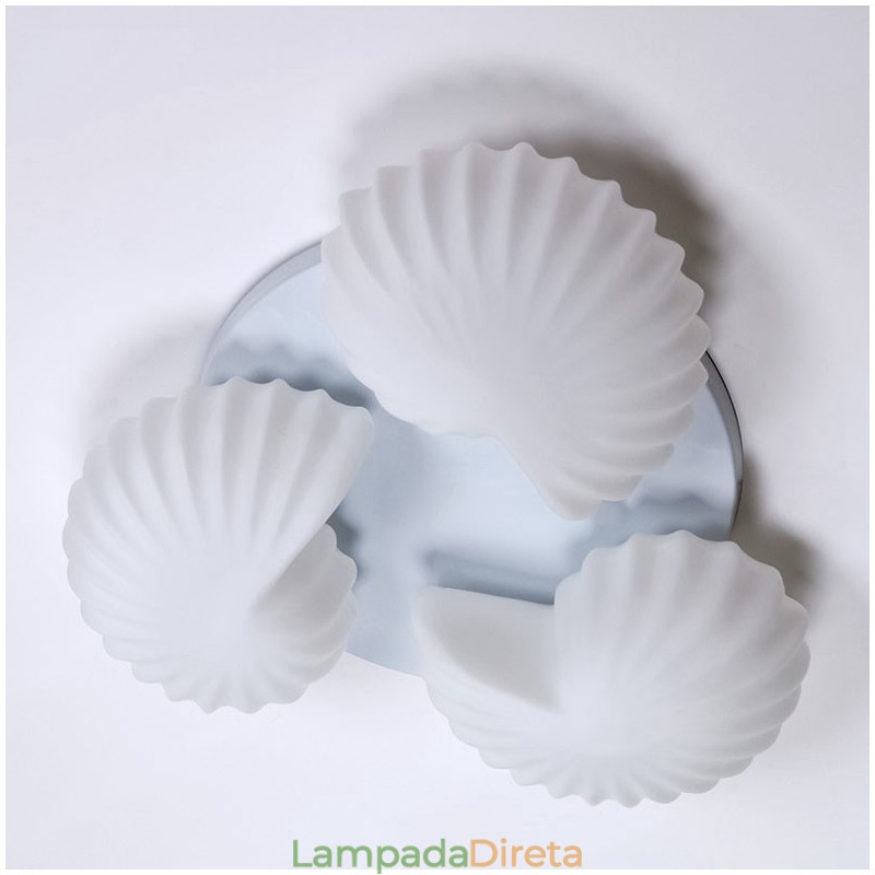 Lustre Integrado Clássico Tradicional de 3 Luzes com Sombra de Vidro