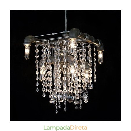 Lustre de cristal característico estilo norte-americano com 9 luzes em design de tubo Lustre de cristal característico estilo norte-americano com 9 luzes em design de tubo