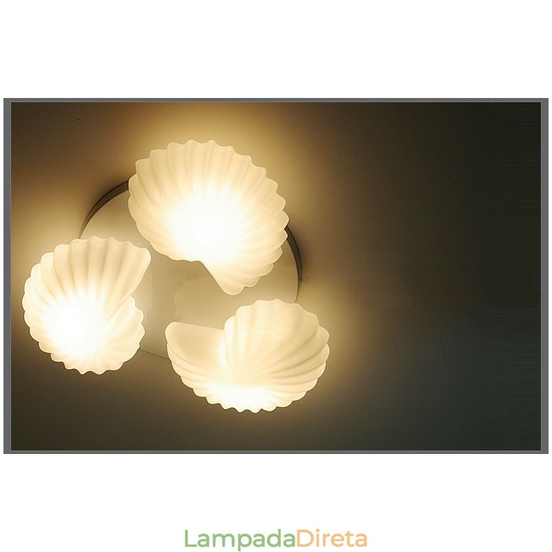 Lustre Integrado Clássico Tradicional de 3 Luzes com Sombra de Vidro