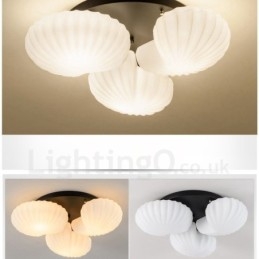 Lustre Integrado Clássico Tradicional de 3 Luzes com Sombra de Vidro