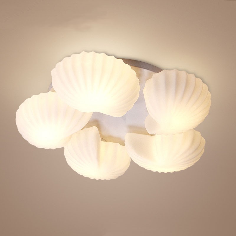 Lustre Conch 5 Light Traditional Classic Integrado com cúpula de vidro