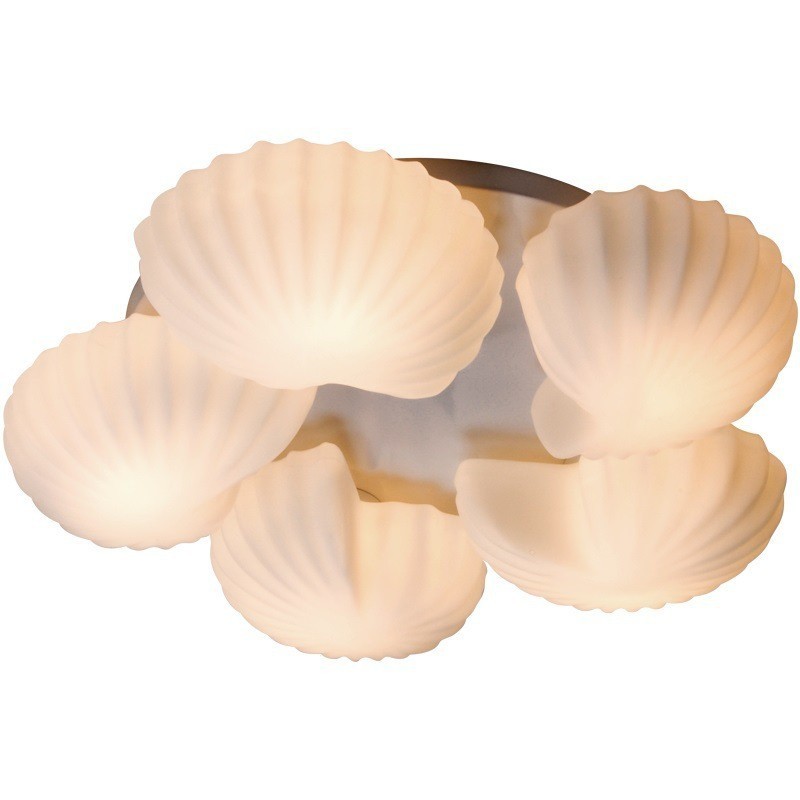 Lustre Conch 5 Light Traditional Classic Integrado com cúpula de vidro