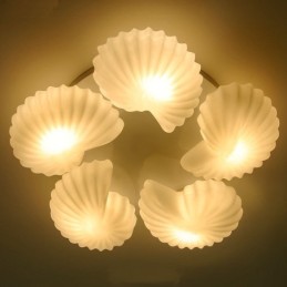 Lustre Conch 5 Light Traditional Classic Integrado com cúpula de vidro
