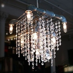 Lustre de cristal característico estilo norte-americano com 9 luzes em design de tubo