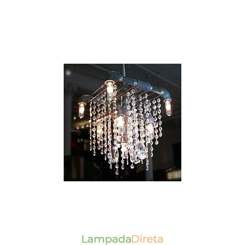 Lustre de cristal característico estilo norte-americano com 9 luzes em design de tubo