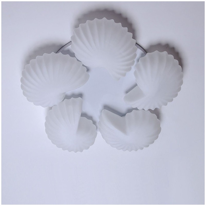 Lustre Conch 5 Light Traditional Classic Integrado com cúpula de vidro