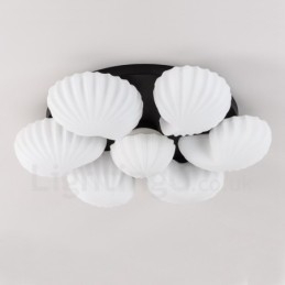 Lustre Integrado Clássico Tradicional de 7 Luzes com Sombra de Vidro